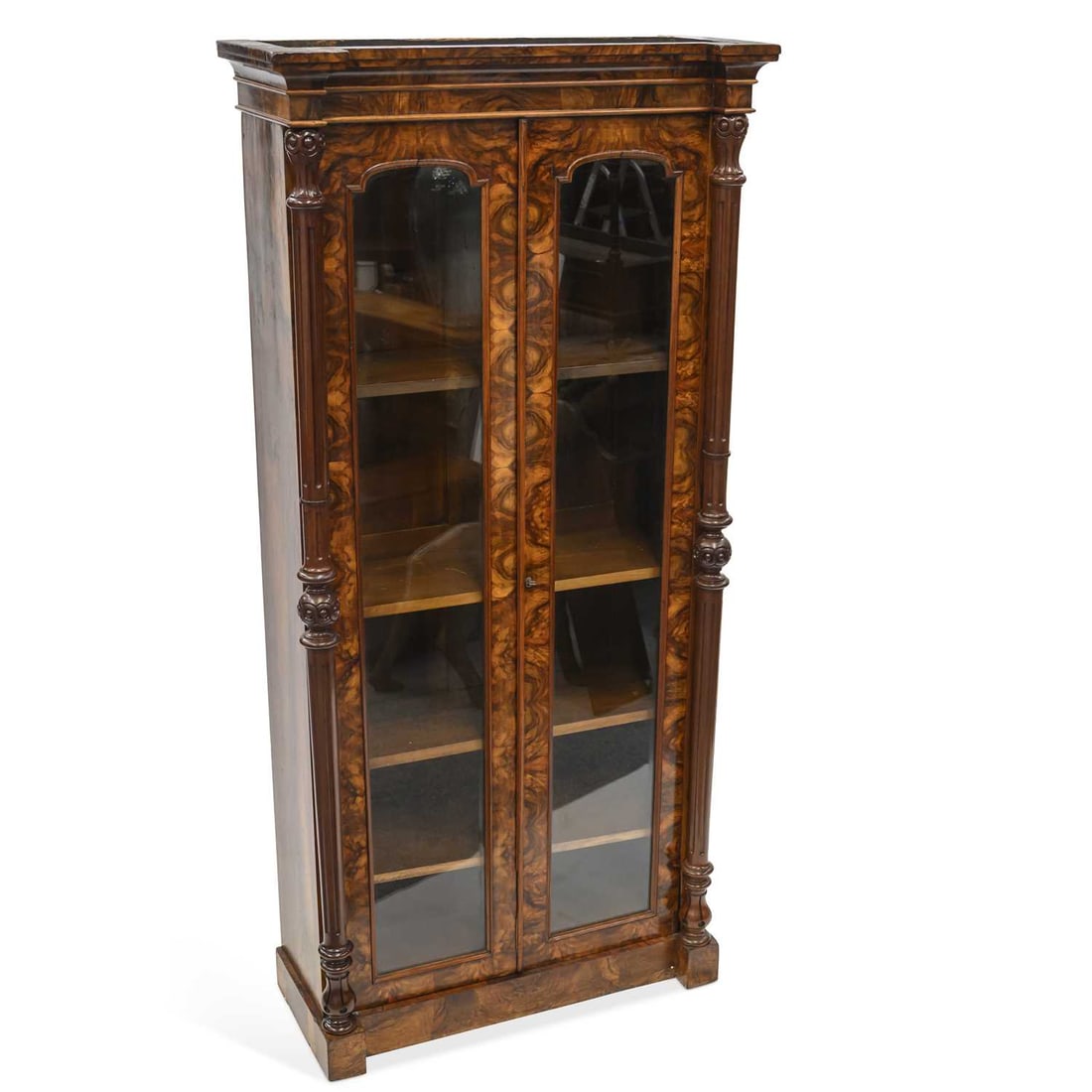 A 19TH CENTURY CONTINENTAL WALNUT TWO-DOOR BOOKCASE (1 of 1)