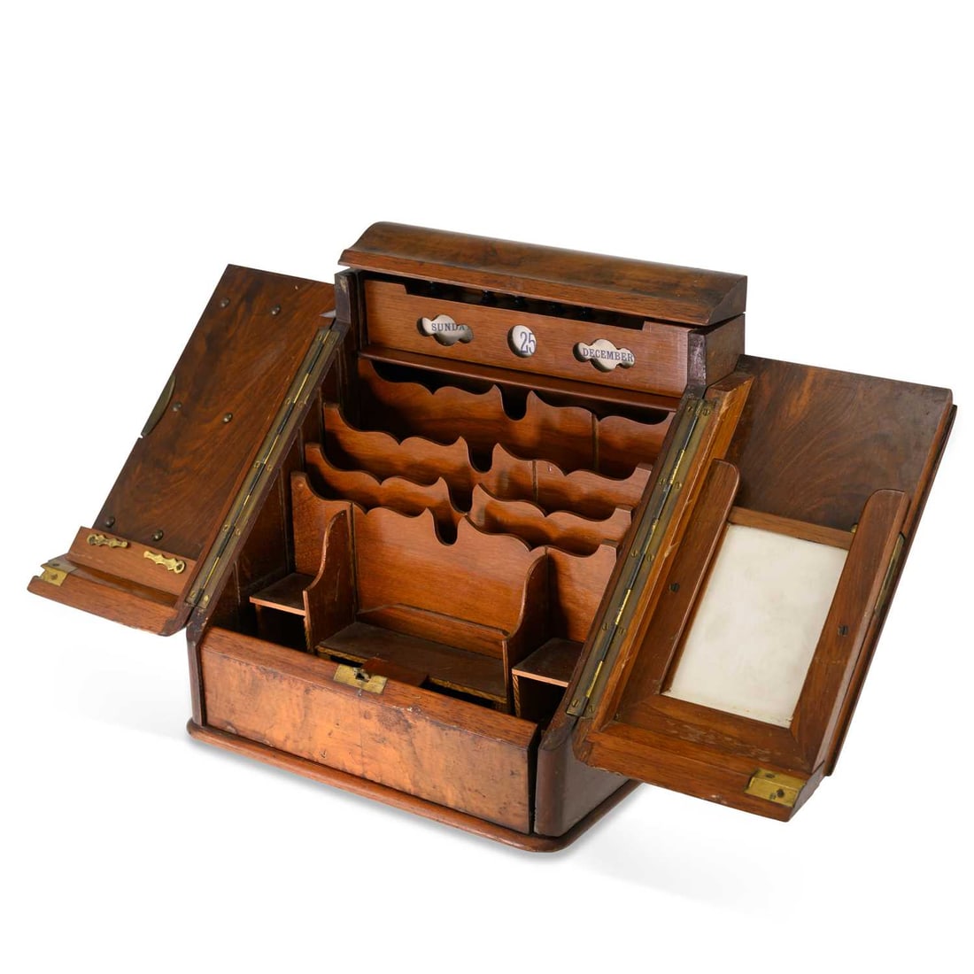 A VICTORIAN BURR WALNUT CORRESPONDENCE CABINET (1 of 2)
