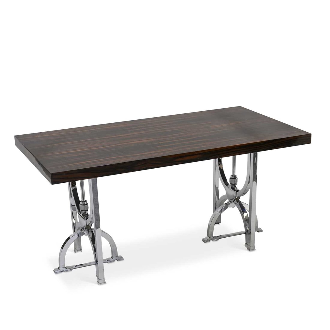 V AN ART DECO STYLE MACASSAR EBONY VENEERED AND CHROME CONSOLE TABLE (1 of 1)