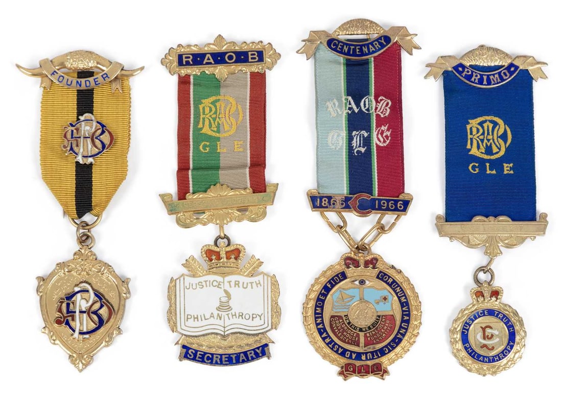A GROUP OF RAOB SILVER JEWELS: comprising a silver Rose Lodge 297 jewel, together with a gilt metal Centenary jewel, both named to Bro. Harold R. Croft; a silver Supersonic Lodge 8854, named to Bro. E. P. Ruddy; and a silver