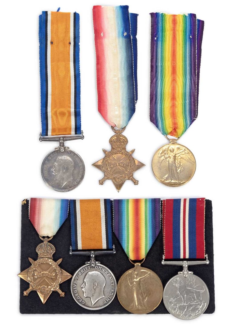 TWO FIRST WORLD WAR MEDAL TRIOS (1 of 1)