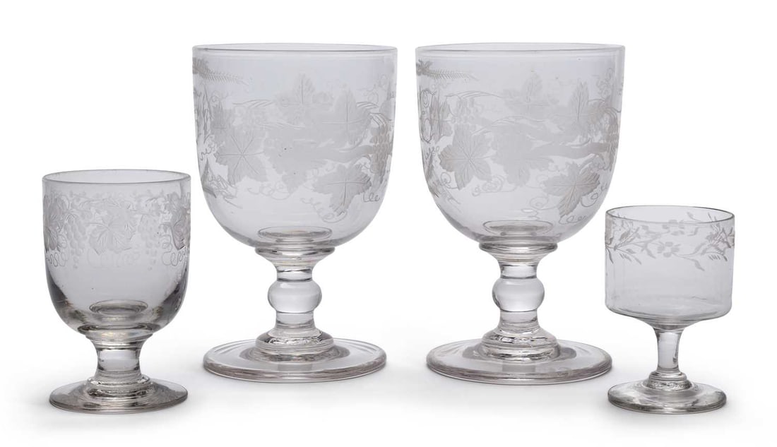 FOUR ENGRAVED GLASSES 19TH CENTURY (1 of 1)