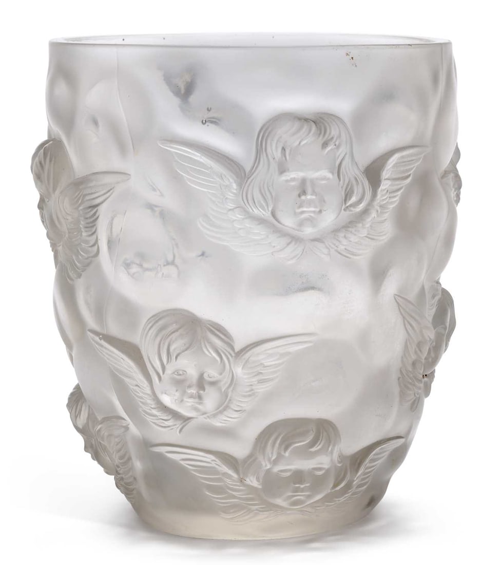 A FROSTED MOULDED GLASS VASE (1 of 1)