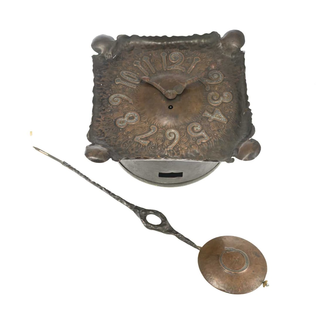 AN ARTS AND CRAFTS COPPER WALL CLOCK (1 of 2)