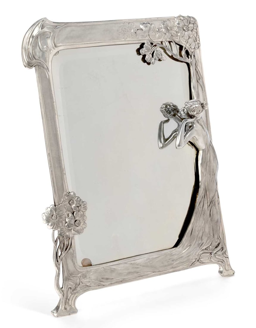 WMF (WURTTEMBERGISCHE METALLWARENFABRIK), AN ART NOUVEAU SILVER-PLATED TABLE MIRROR (1 of 5)