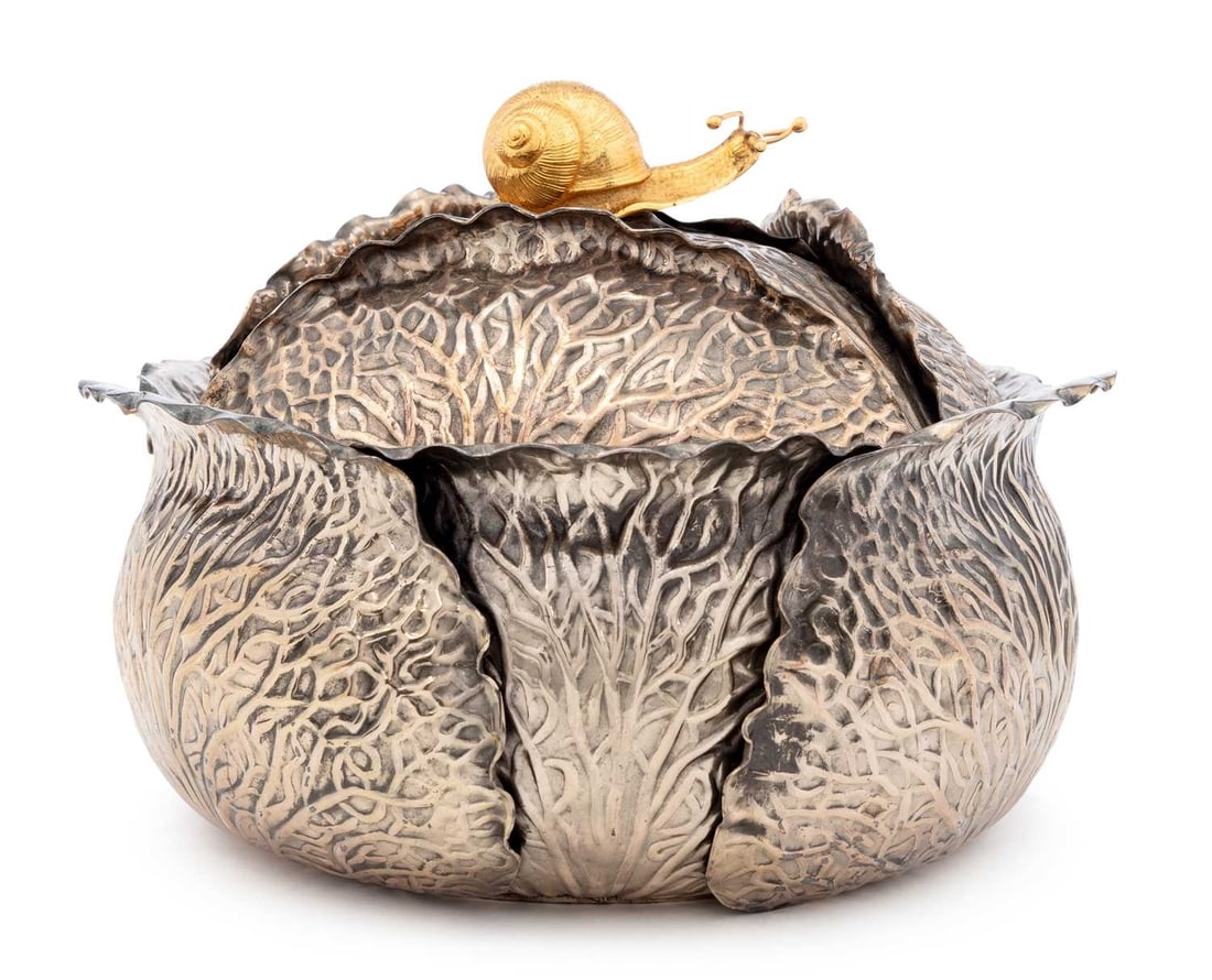 A LARGE ITALIAN 'CABBAGE' COVERED SILVER-PLATED CENTREPIECE BOWL (1 of 3)