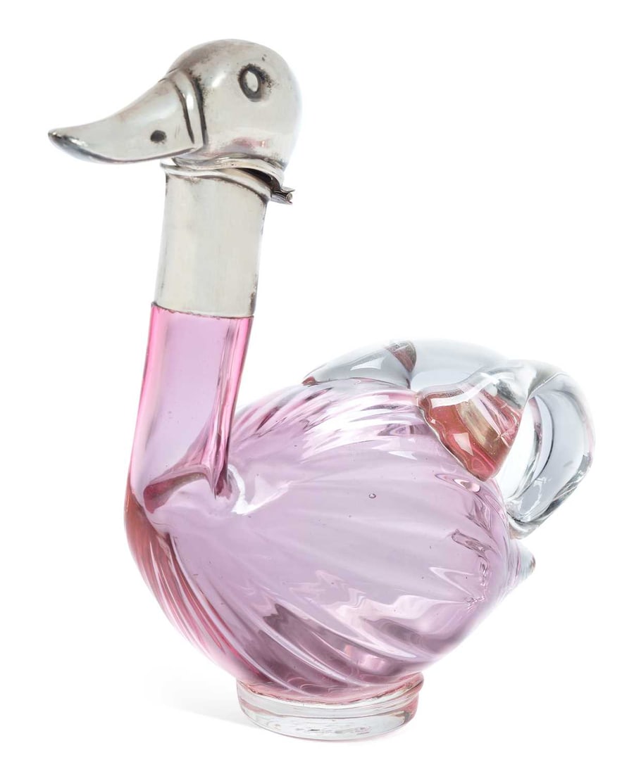A CONTINENTAL SILVER-MOUNTED DUCK DECANTER CIRCA 1900 (1 of 2)