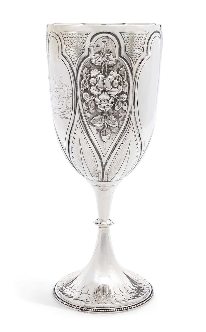 A LARGE VICTORIAN SILVER GOBLET (1 of 1)