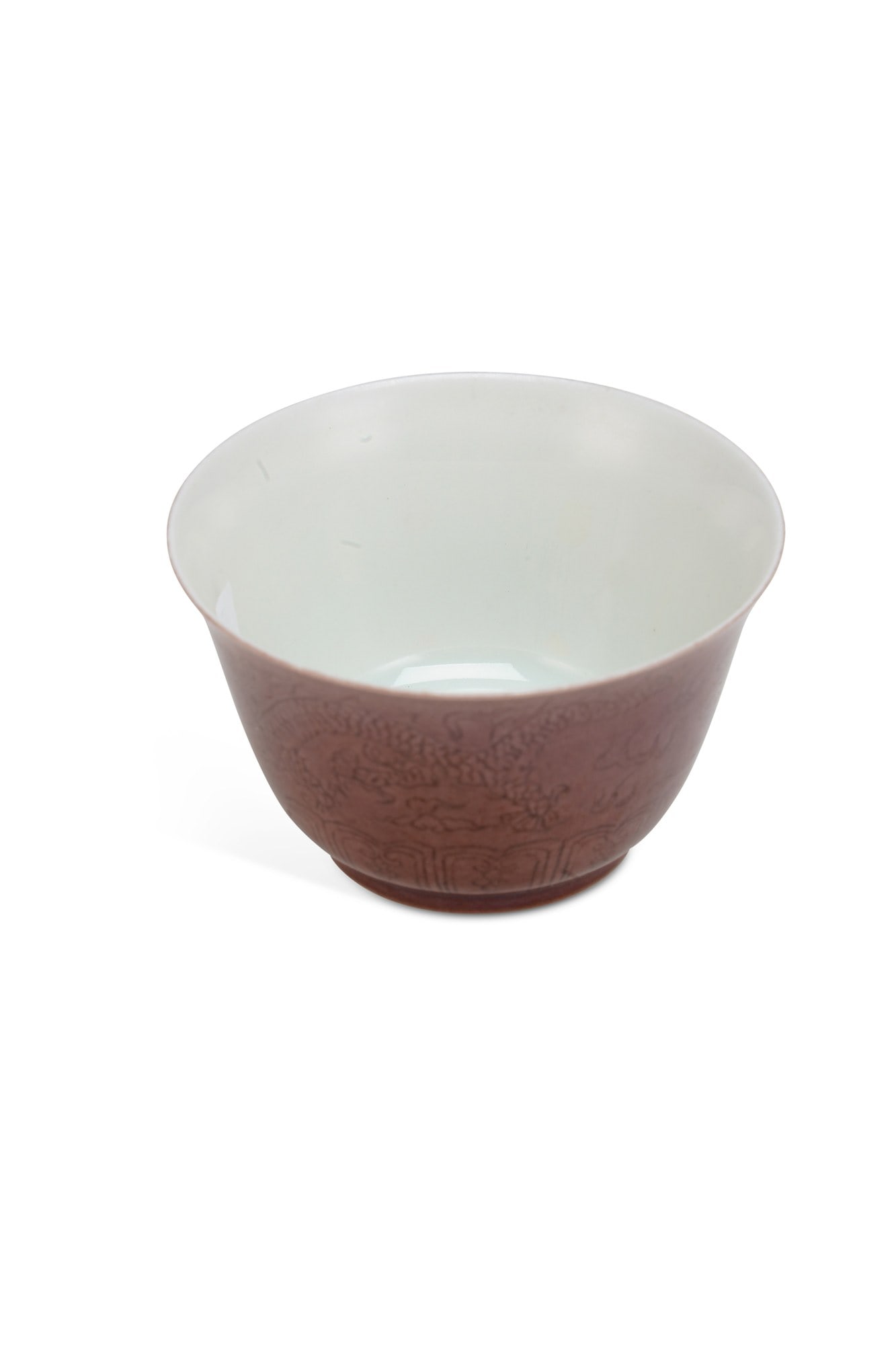 A CHINESE COPPER RED GLAZED CUP BEARING YONGZHENG SIX CHARACTER MARK (1 of 3)