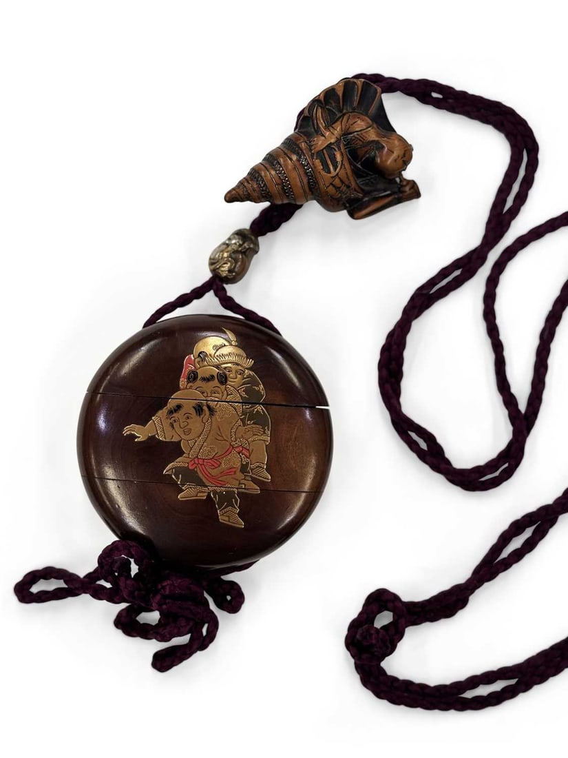 A JAPANESE CARVED WOOD INRO MEIJI PERIOD (1 of 3)