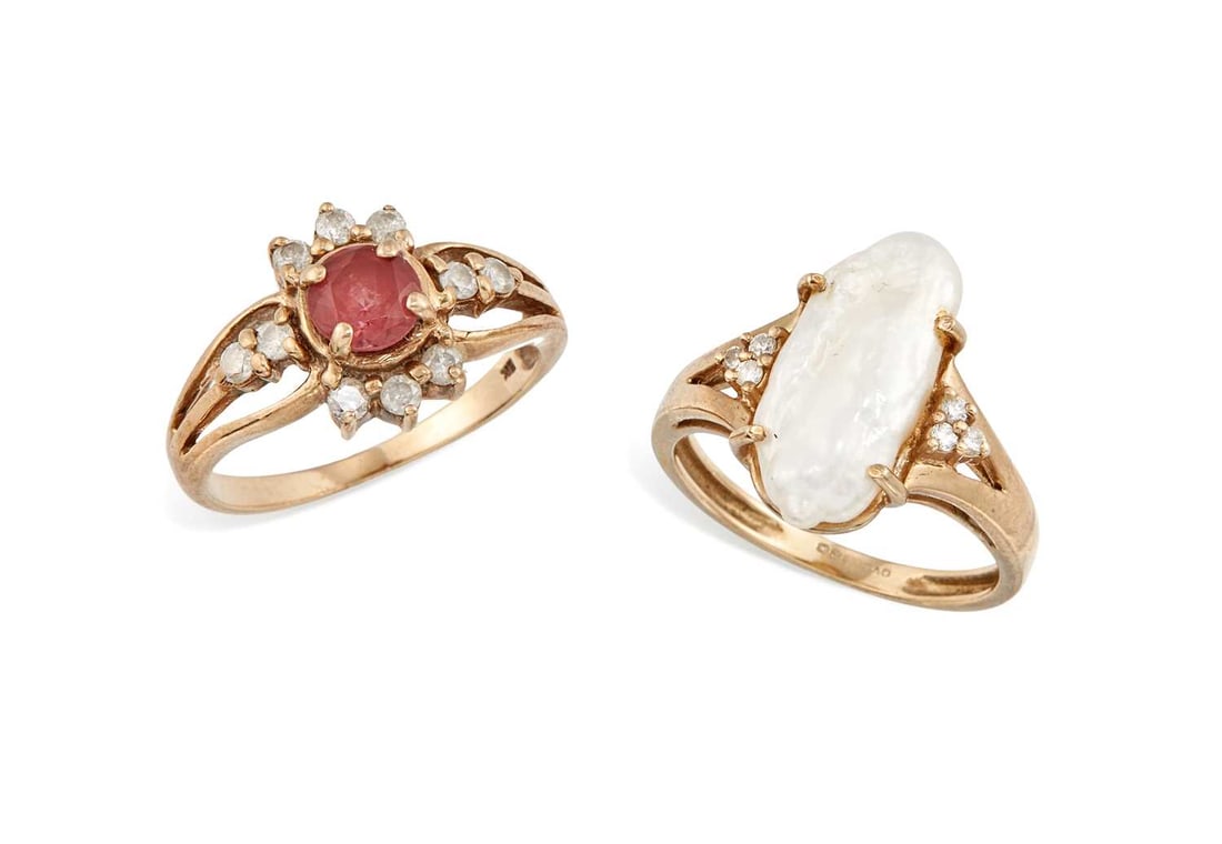 TWO 9 CARAT GOLD GEM-SET RINGS (1 of 1)