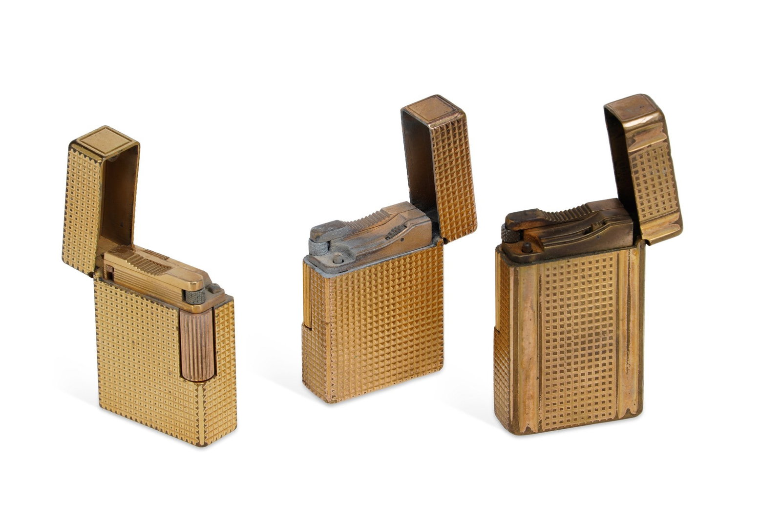 THREE S.T. DUPONT GOLD PLATED LIGHTERS (1 of 1)
