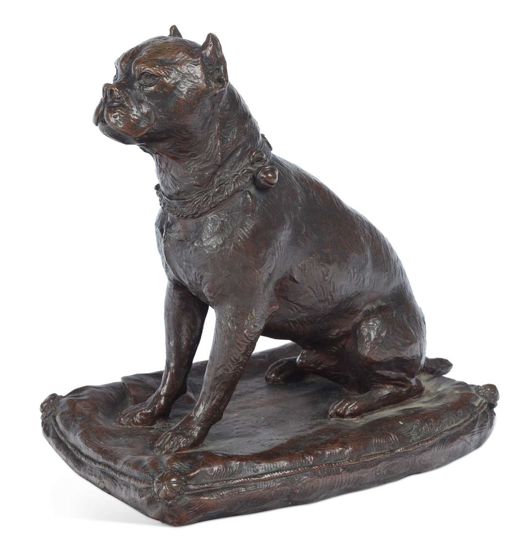 A BRONZE MODEL OF A BULLDOG (1 of 2)