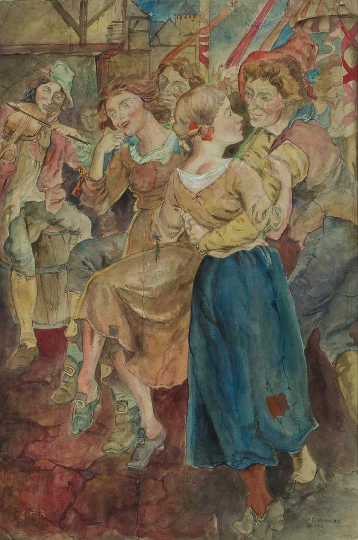 ARR - NOEL LAURA NISBET RI (1887-1956) THREE LARGE PRE-RAPHAELITE WORKS (1 of 6)