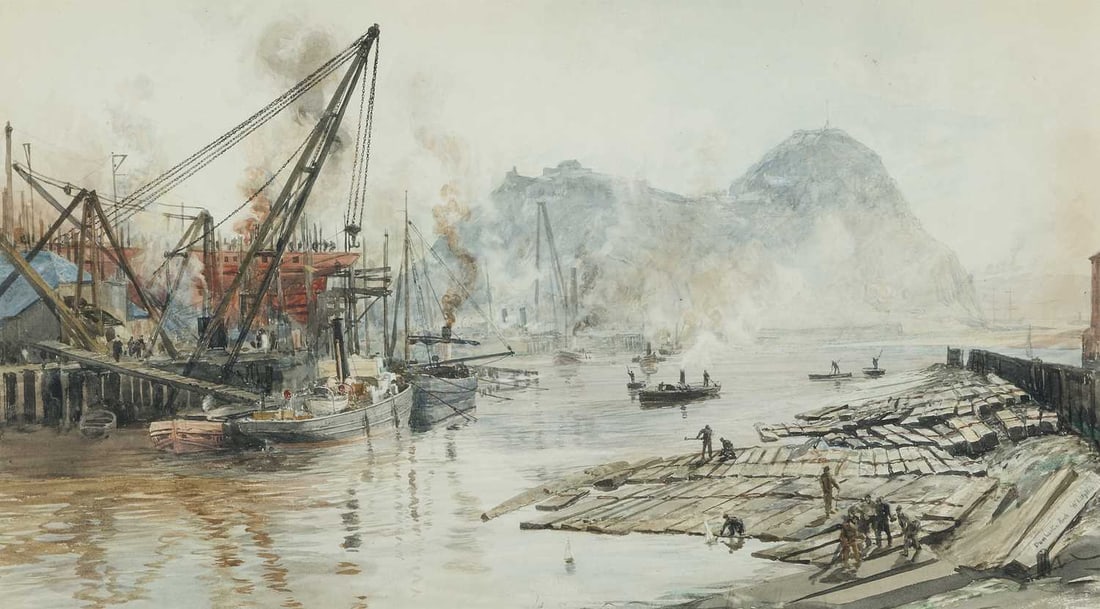 WILLIAM LIONEL WYLLIE (1851-1931) DUMBARTON ROCK (1 of 2)
