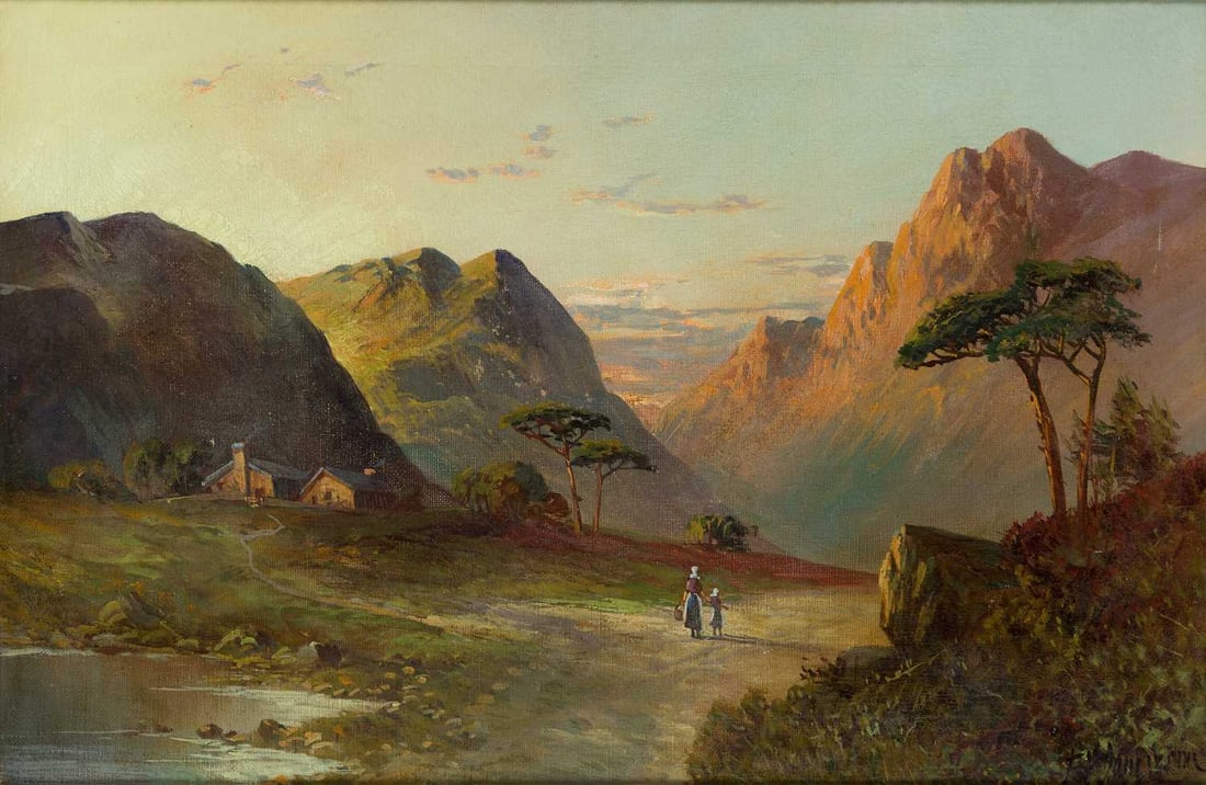 FRANCIS E. JAMIESON (1895-1950) MOUNTAIN LANDSCAPE WITH FIGURES (1 of 2)