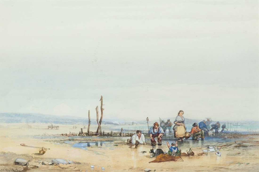 GEORGE WOLFE (1834-1890) FERRYSIDE, SOUTH WALES: Signed and dated 1856 Watercolour Provenance: With Frost & Reed (label verso), with Newman Fine Art (label verso) (20.5cm x 31cm)