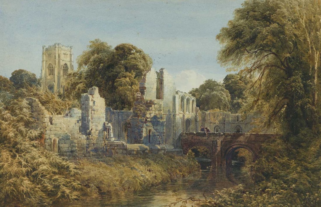 BERNARD WALTER EVANS RI (1843-1922) FOUNTAINS ABBEY (1 of 2)