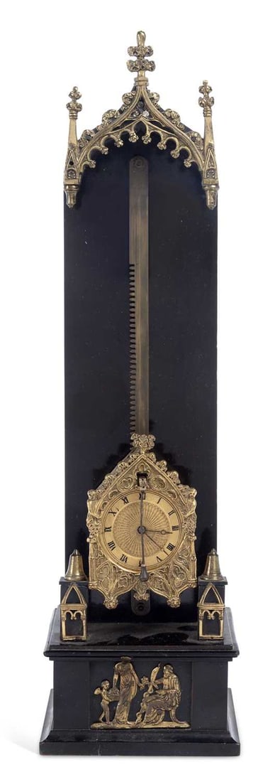 A GOTHIC REVIVAL GRAVITY RACK CLOCK 19TH CENTURY (1 of 1)