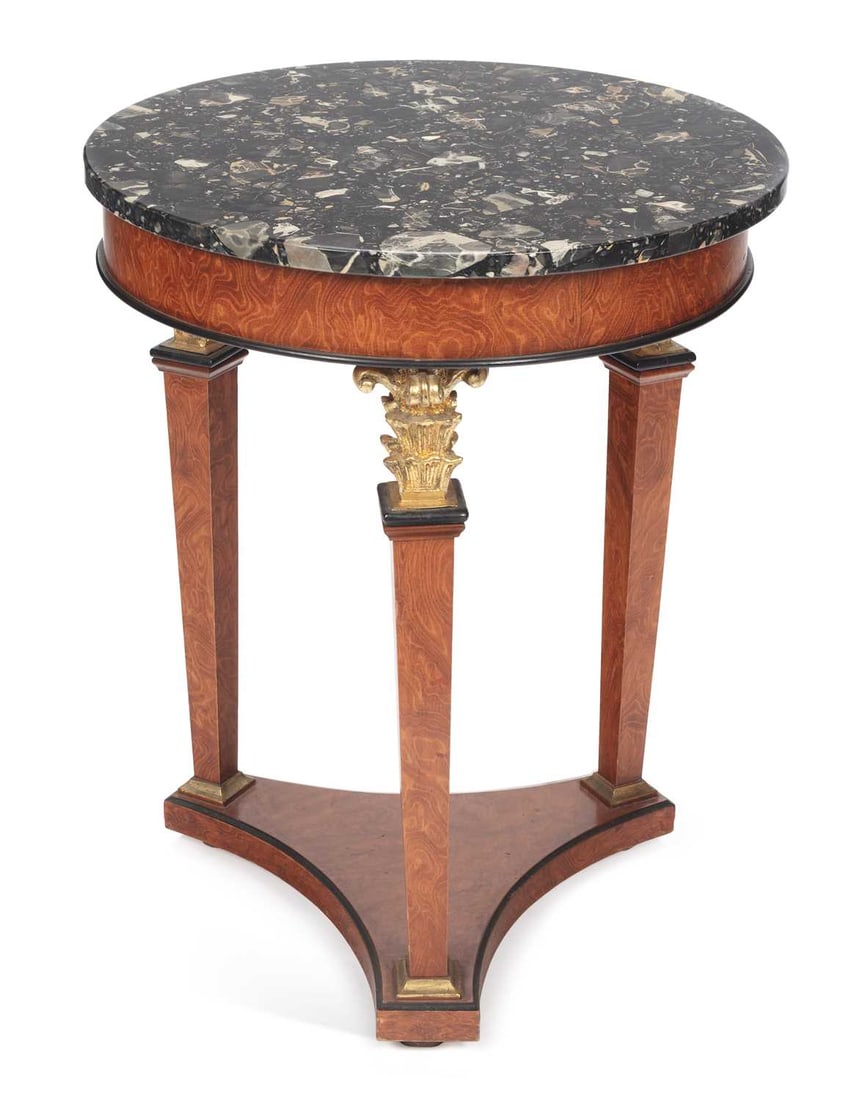 AN EMPIRE STYLE MARBLE-TOPPED PARCEL-GILT GUERIDON (1 of 1)