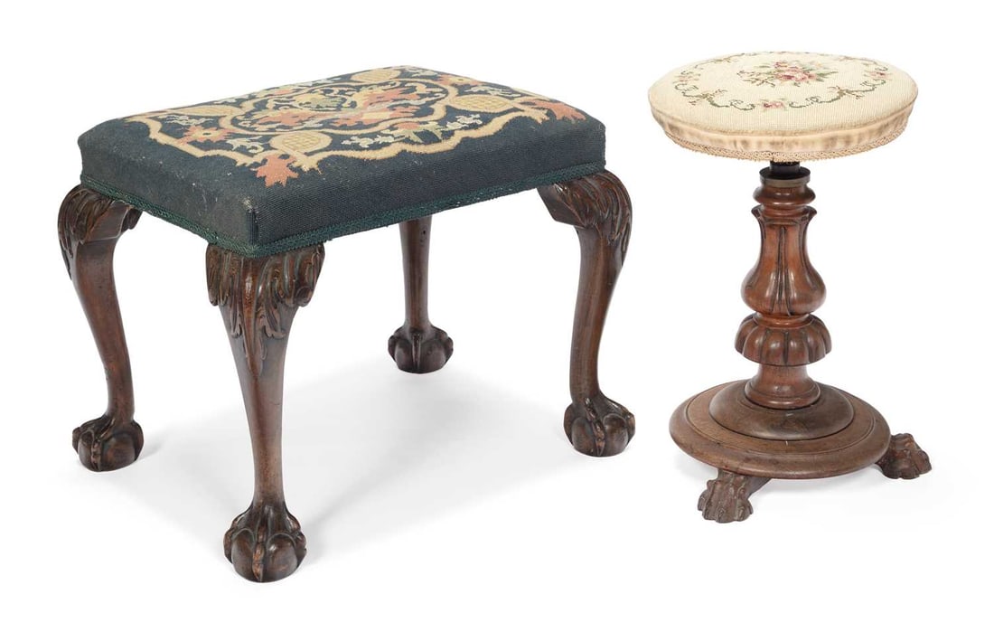 TWO ROSEWOOD STOOLS 19TH CENTURY (1 of 1)