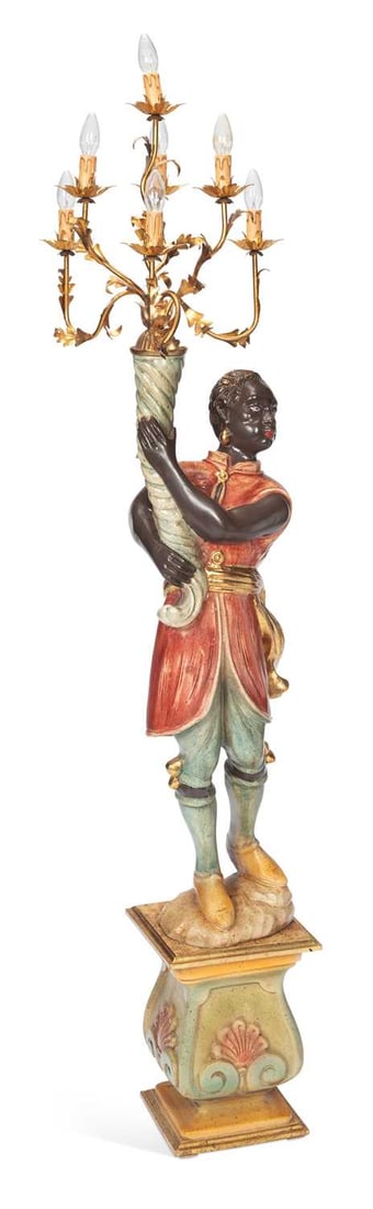 A POLYCHROME PAINTED FIGURAL TORCHERE (1 of 1)