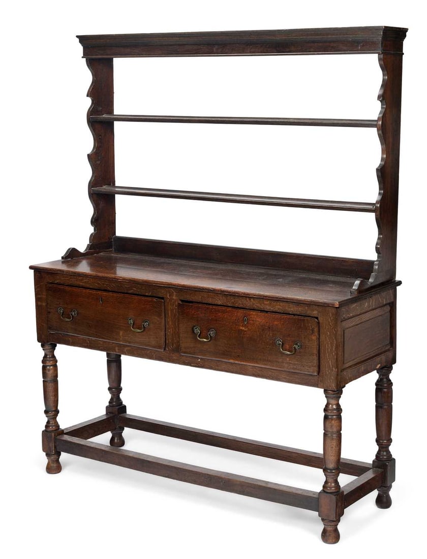 A GEORGE III OAK DRESSER AND RACK (1 of 1)