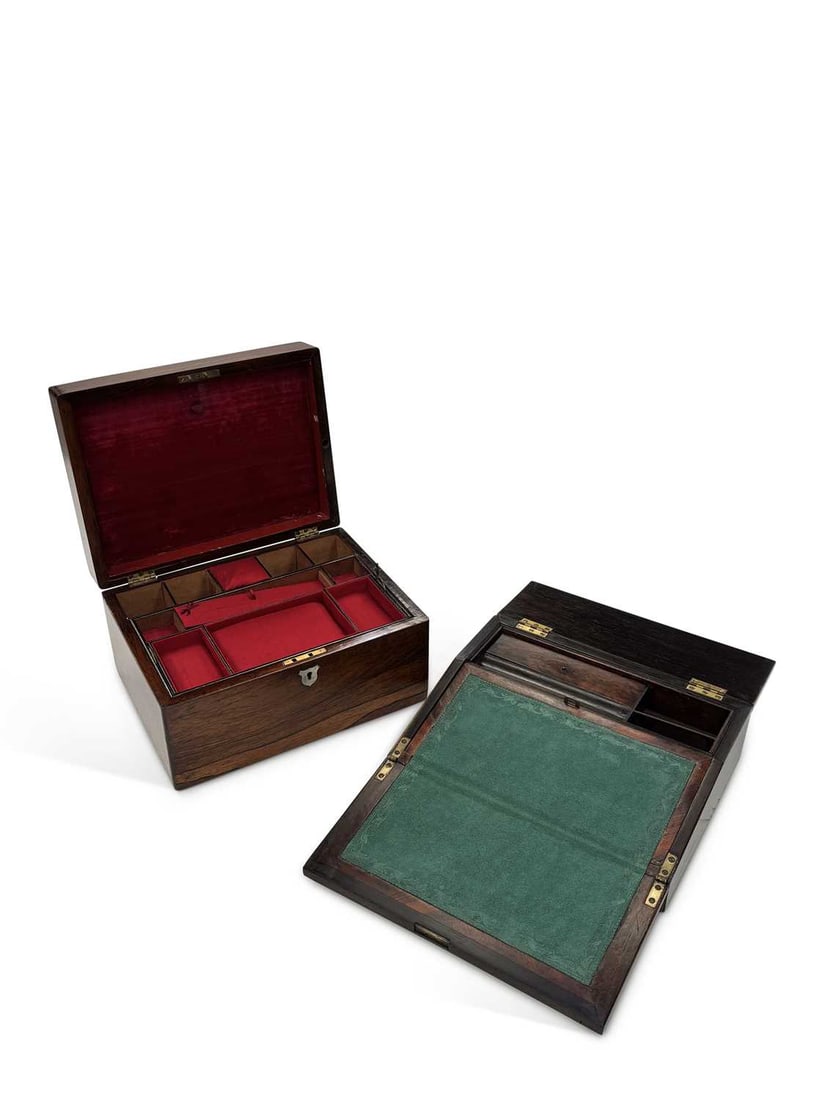 TWO VICTORIAN ROSEWOOD BOXES (1 of 3)