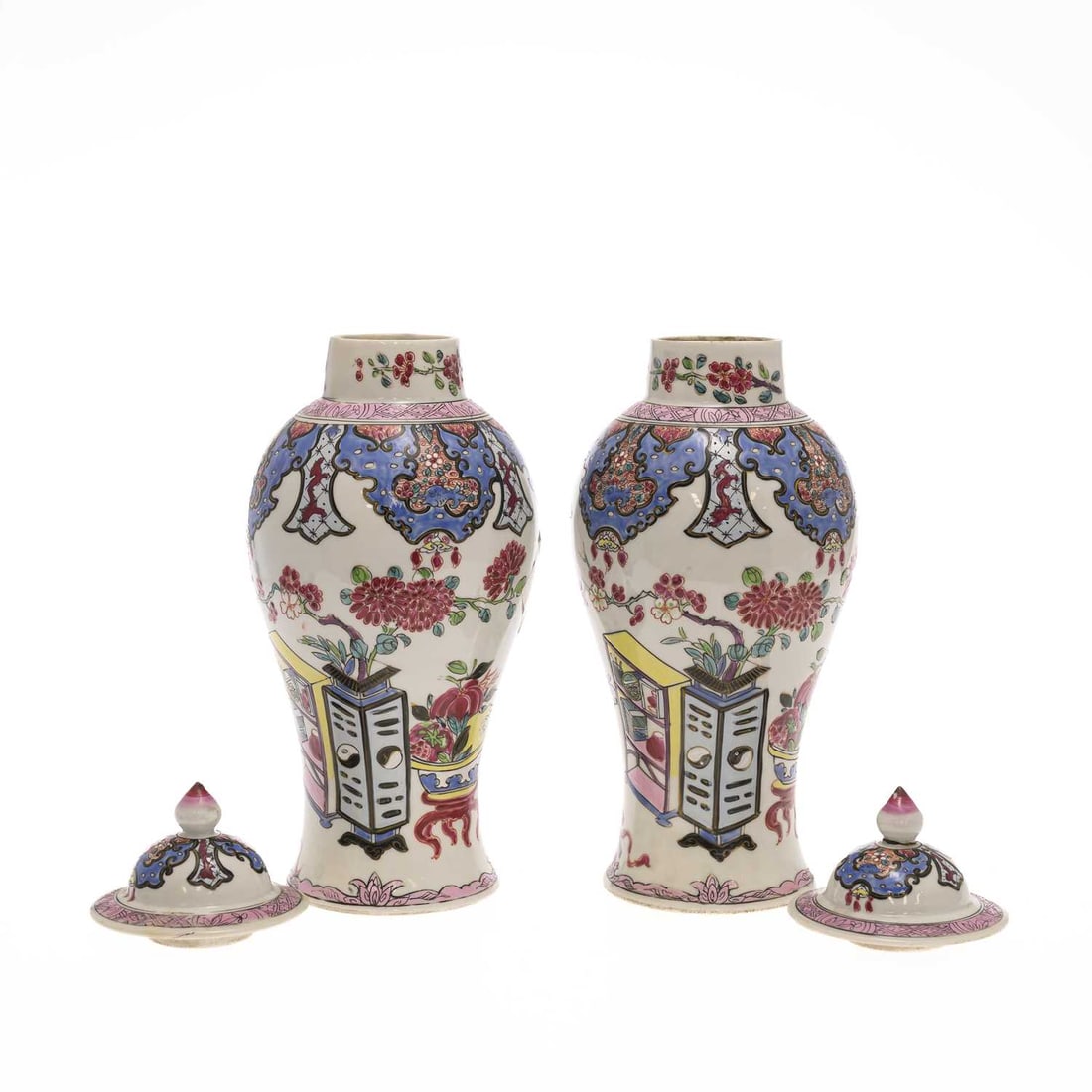 A PAIR OF SAMSON CHINESE STYLE VASES AND COVERS CIRCA 1890 - 2