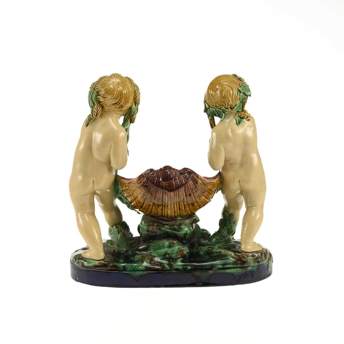 A MINTON MAJOLICA CHERUBS BASKET DATED 1868 - 3