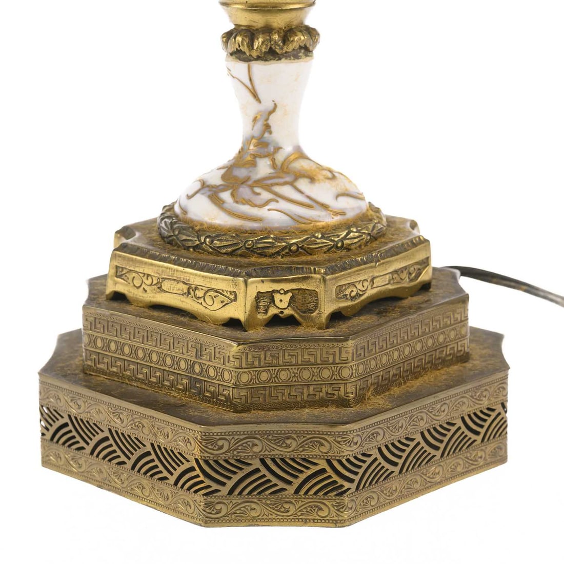 A FRENCH GILT METAL MOUNTED PORCELAIN LAMP CIRCA 1915 - 3