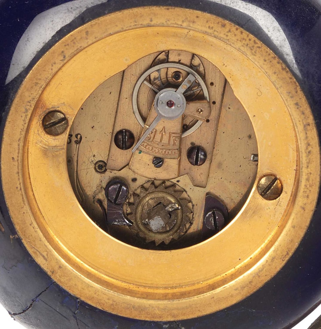 A FRENCH GILT-BRONZE AND ENAMEL CLOCK CIRCA 1870 - 2