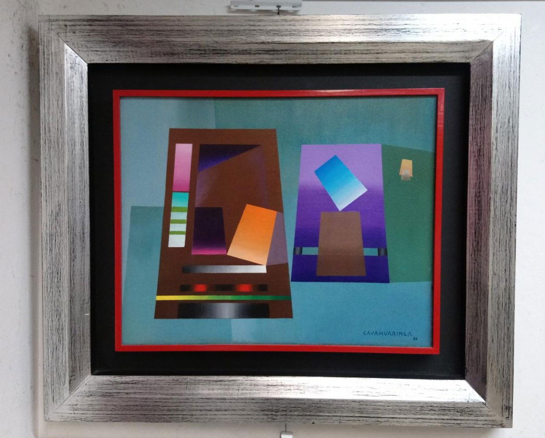 Master Latinamérican Milner Cajahuaringa - Oil Painting: Antique Master Painter Milner Cajahuaringa . Surrealist peruvian contemporary,Measures: 50 x 40 CentímetersFrame: 73 x 63 Cm.Collection Hans Shemcke , Lima - Perú