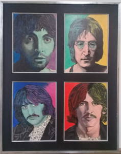 Steve Kaufman (1960 - 2010) The Beatles oil painting