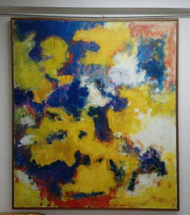 Post War Painting attributed Sam Francis - Oil canvas: Antique Post War Painting attributed Sam Francis - Oil canvas. Dimensions: 54.5 x 47.5 inches God Conditions , Signed & inscribed to reverse "54.5 x 47.5 in" Sam FrancisDimensions: "54.5 x 47.5 inches