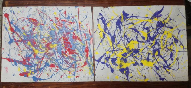 Brice Marden - Two arworks oil on paper vtg / signed: Master contemporary artist Brice Marden "it is sold as is the images" Abstract pieces to minimalist forms; two pieces of equal size - oil on paper - signed . Measures: 13 x 16 inches; Particle