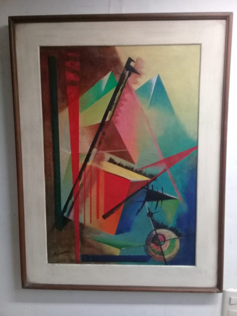 Wassily Kandinsky Oil canvas painting: Attributed oil canvas painting , Russian Master Wassily Kandinsky:Measures: 28 x 19 ,5 Inches.Framed: 34 x 26 InchesShipping to worldwide.Born in Moscow in 1866, Wassily Kandinsky took up the study of