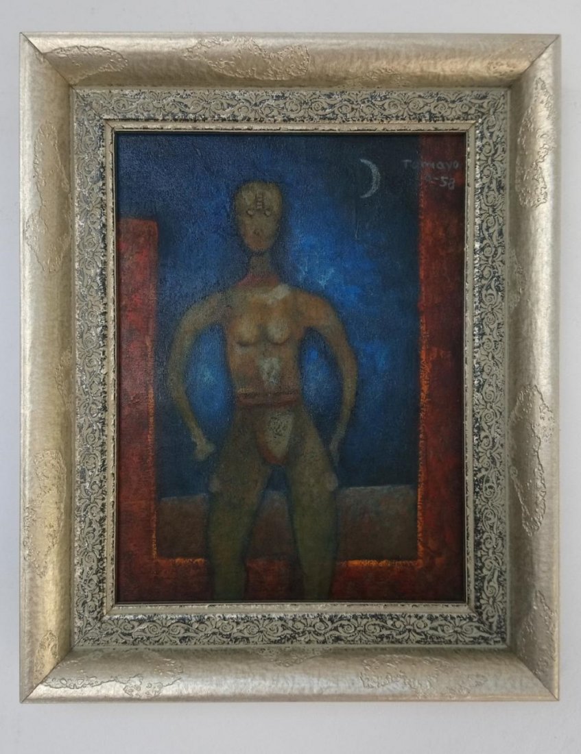 RUFINO TAMAYO, (MEXICAN, 1899 -1991) - Quarter Moon: Antique Vtg Piece RUFINO TAMAYO: Oil on canvas painting / amazing framed Measures: 15 x 11 Inches / 20 x 16 inches Rufino del Carmen Arellanes Tamayo (August 25, 1899 Â– June 24, 1991) was a Mexica