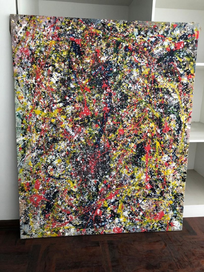Style Jackson Pollock Painting Large / Oil Canvas piece: Antique Oil on canvas painting Jackson Pollock - Primavera piece : Dimensions: 116 x 141 Centímeters * Shipping to worldwide ************************************************** Just like William Shake