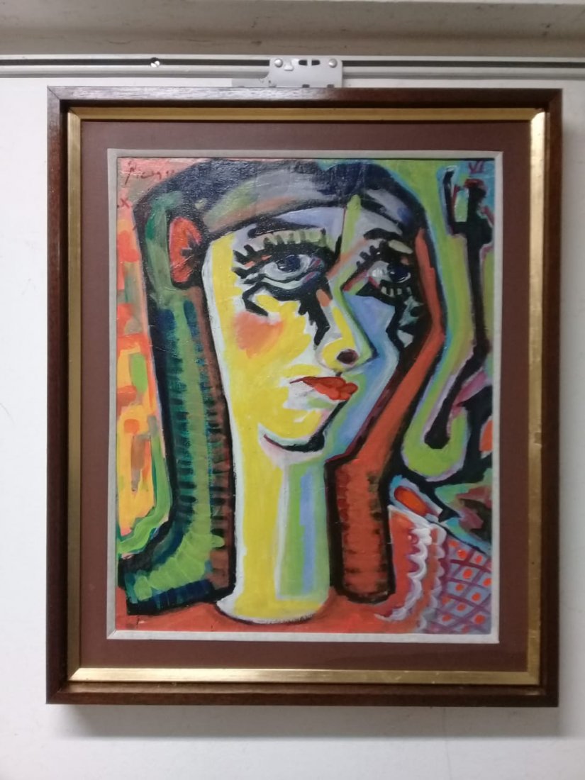 Pablo Picasso (1881 - 1973) - Old Portrait Painting: Antique oil canvas attributed to spanish Master : Pablo Picasso (1881 - 1973)************************************************(Measures: 20 x 16 Inches / Framed : 24 x 20 Inches)***********************