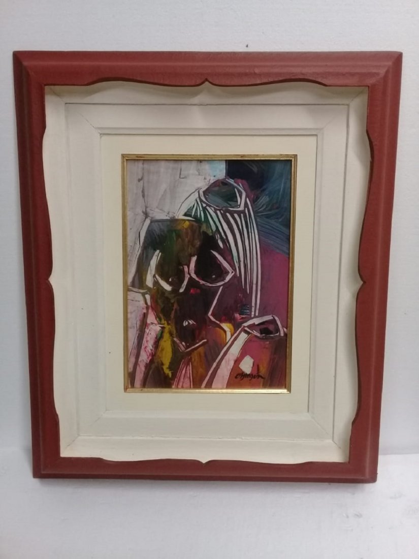 Alejandro Obregón - Oil paper painting signed: Alejandro Obregón - artwork painting / Hand signed. Oil on paper adhered support measures: 13 x 9\'5 / 24 x 20 Inches (FRAME) ..Obregón was born in Barcelona, Spain. He was the son of a Colombian fa