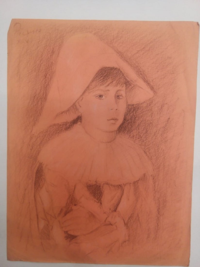 Drawing Attributed to Spanish Master Pablo Picasso: Antique Drawing Attributed to Spanish Master Pablo Ruiz Picasso carbon pencil to paper. Signed Measures: 12.5 x 10 inches