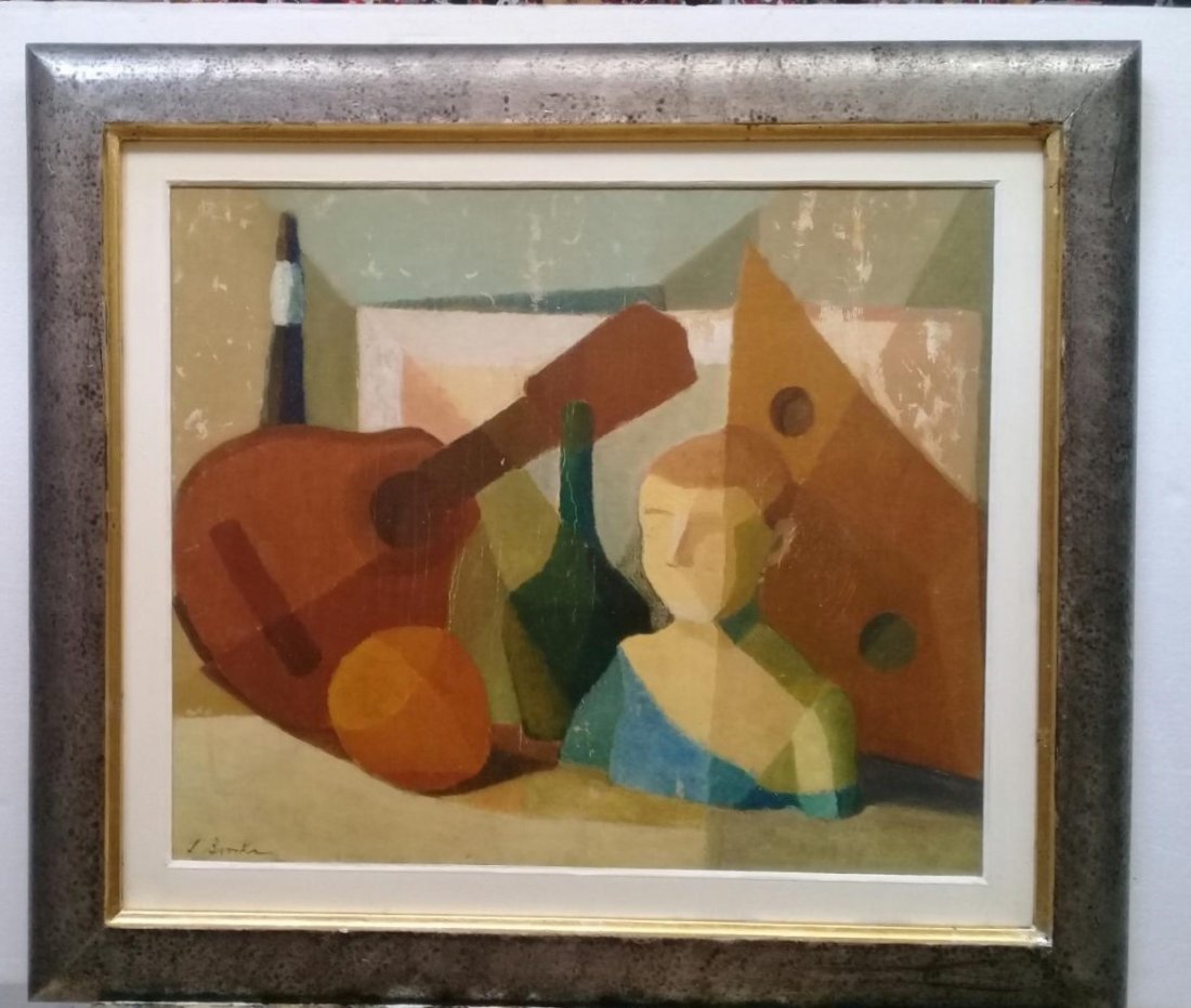 Composition Oil painting Attributed JAMES BROOKS: Antique oil on canvas painting Dimensions: 25 x 21 Inches / 32 x 29 inch frame. Signed / Ideal to collectors Shipping to worldwide, ***************************************************** James D. Brook