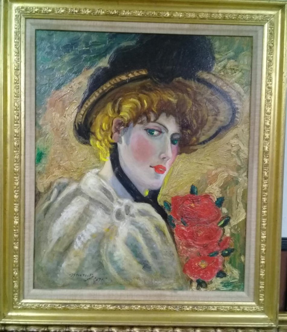 Édouard Manet - Oil canvas painting attributed: Édouard Manet - Oil canvas painting "In the manner of" / Signed artwork. Immaculate conditions.Measures: 24 x 20 Inches Framed: 29 x 25 inches Shipping to Worldwide **********************Most artists