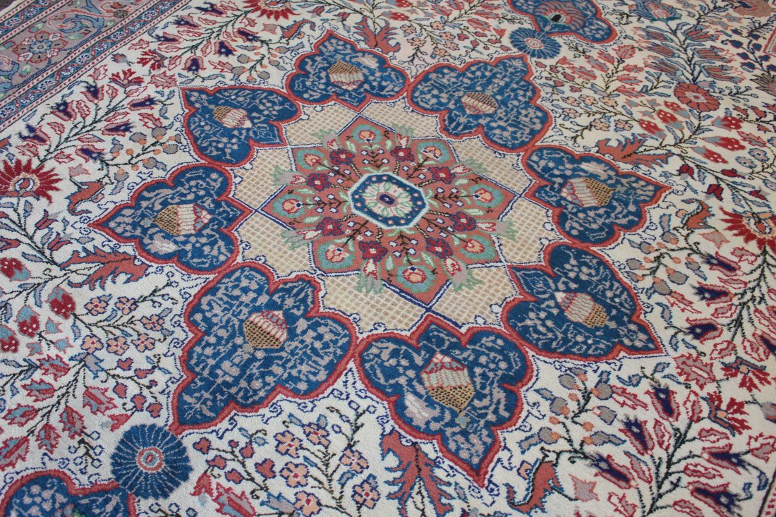 ANTIQUE TURKISH RUG, 6'3" X 9'9", 190 X 297 CM: Region: Antalya, Turkey. Date: circa 1935 -1945. Knot Density (sq inch): 121. Weave: hand-knotted. Warp (foundation): cotton. Pile: wool. Dimensions (ft): 6'3" x 9'9". Dimensions (cm): 190 x 297. Prod