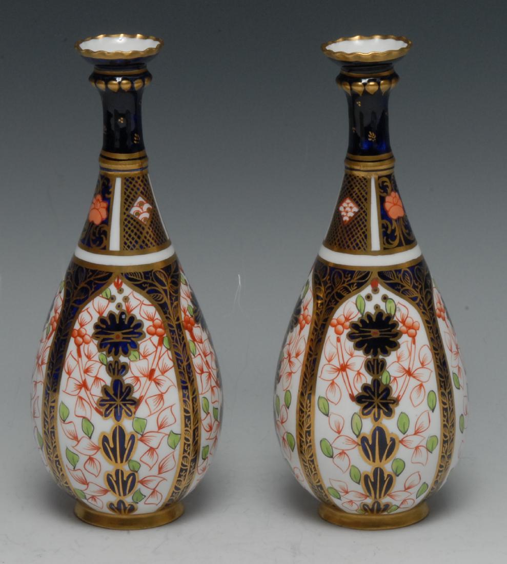 A Royal Crown Derby 6299 pattern bottle vases, wavy (1 of 1)