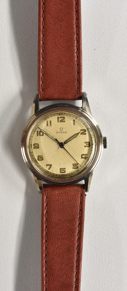 Omega - a vintage 1940's wristwatch, silvered dial, (1 of 1)