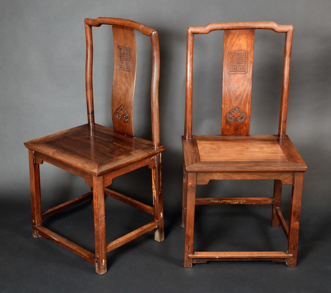 A pair of Chinese hardwood scholar's chairs, shaped (1 of 1)
