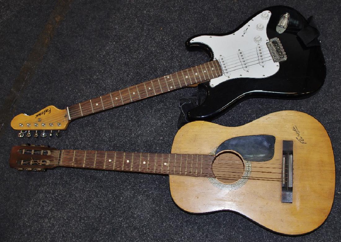 A Falcon electric guitar, soft case; an amplifier; a: A Falcon electric guitar, soft case; an amplifier; a Florida acoustic guitar in carry bag (3)