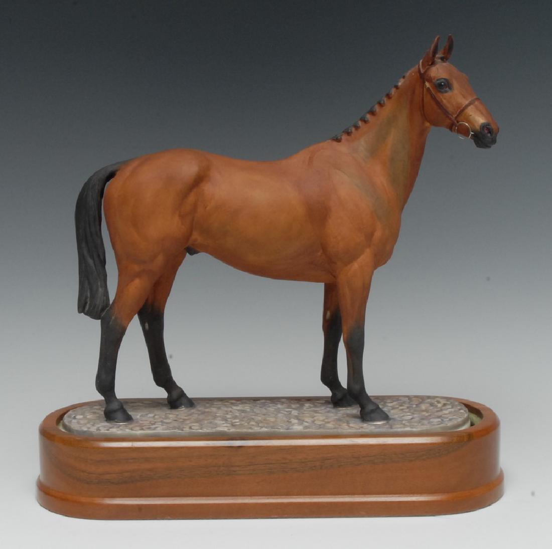 A Royal Worcester equestrian group, modelled by Doris: A Royal Worcester equestrian group, modelled by Doris Lindner, of Arkle, black printed mark, certificate 113/500